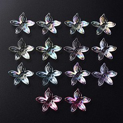 Couleur Mélangete Perles acryliques transparentes, couleur ab , fleur, couleur mixte, 25.5x28x6mm, Trou: 1.8mm, environ980 pcs / 500 g