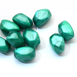 Teal Pearlized Acrylic Beads, Nuggets, Teal, 20x15~15.5x14~14.5mm, Hole: 1.5mm, about 202pcs/500g