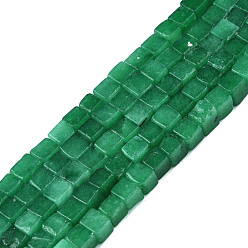 Green Natural White Jade Beads Strands, Dyed, Cube, Green, 4~4.5x4~4.5x4~4.5mm, Hole: 1mm, about 88pcs/strand, 15.16 inch(38.5cm)