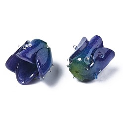 Prussian Blue Plastic Beads, Flower, Prussian Blue, 13~15x13.5~15x13.5~15mm, Hole: 0.8mm