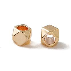 Real 18K Gold Plated Brass Beads, Long-Lasting Plated, Cube, Real 18K Gold Plated, 3x3x3mm, Hole: 1.6mm