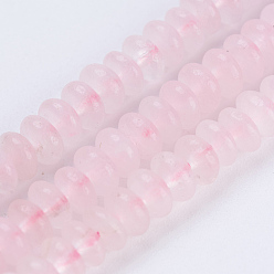 Cuarzo Rosa Natural aumentó de perlas de cuarzo hebras, Rondana plana, 4.5~5x2~2.5 mm, agujero: 0.8 mm, sobre 166 unidades / cadena, 15.3 pulgada (38.5 cm)