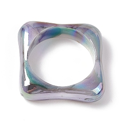 Lilac Opaque Acrylic Linking Rings, Irregular Square with Inner Round, AB Color Plated, Lilac, 22.5x22.5x6mm, Inner Diameter: 17.5mm