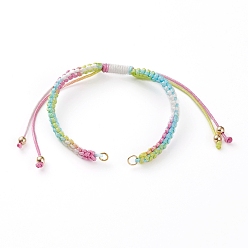 Coloré Fabrication de bracelet tressé en cordon de nylon réglable, avec 304 anneaux en acier inoxydable, or, colorées, 5-3/4~11-1/4 pouce (14.5~28 cm)