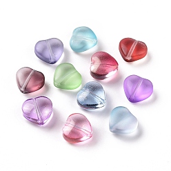 Mixed Color Electroplate Glass Bead, Heart, Mixed Color, 10x10x5mm, Hole: 1mm