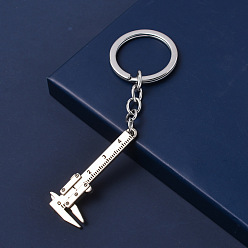 Platine Porte-clés pendentif en alliage, Avec des anneaux clés, vernier, platine, 11x2.2 cm