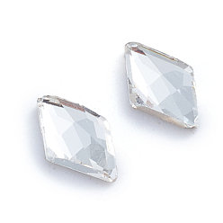 Crystal Glass Rhinestone Cabochons, Flat Back & Back Plated, Faceted, Rhombus, Crystal, 10x6x3mm
