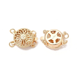 Real 18K Gold Plated Rack Plating Flower Brass Box Clasps, 2-Strand, 4-Hole, Real 18K Gold Plated, 12x16x5.5mm, Hole: 1.8mm