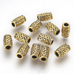 Or Antique Perles en alliage de zinc de style tibétain, sans plomb et sans cadmium, Tube, Or antique, 12x7mm, Trou: 3.5mm