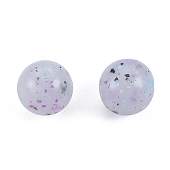 Chardon Perles acryliques opaques style pierre marbrée, ronde, chardon, 11~11.5mm, Trou: 2mm