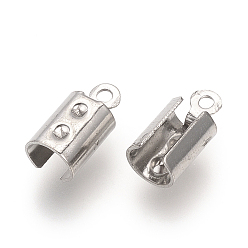 Stainless Steel Color 201 Stainless Steel Cord Ends, Stainless Steel Color, 10x4.5x4mm, Hole: 1.2mm, inner: 6x3.5mm