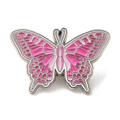 Mariposa Alfileres de esmalte serie rosa, Broches de aleación en tono platino para ropa, mochila, mujer, mariposa, 23.5x35.5x1.5 mm