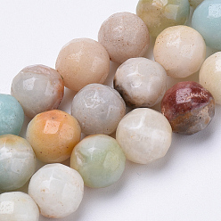 Flower Amazonite Natural Flower Amazonite Beads Strands, Faceted, Round, 6mm, Hole: 1mm, about 62pcs/strand, 15.3 inch