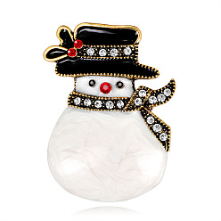 Золотой Рождественский снеговик с эмалевой булавкой со стразами, брошь из сплава для рюкзака, золотые, 35x26 мм