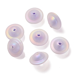 Lilac Transparent UV Plating Rainbow Iridescent Acrylic Beads, Frosted, Bead in Bead, Saucer Shape, Lilac, 17.5x11mm, Hole: 3mm