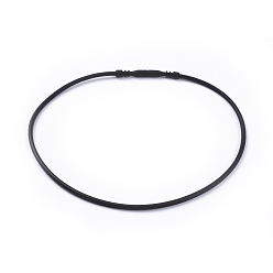 Noir Caoutchouc Collier cordon faisant, noir, Taille: environ 44 cm de long, Câble métallique: 3 mm de diamètre.