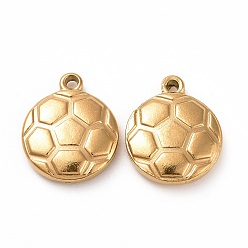 Golden 304 Stainless Steel Charms, FootBall/Soccer Ball, Golden, 15.5x13x3.5mm, Hole: 1mm