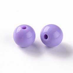 Lilas Perles acryliques opaques, ronde, lilas, 12x11mm, Trou: 1.8mm, environ566 pcs / 500 g