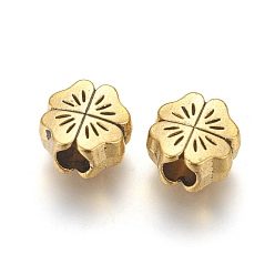 Antique Golden Tibetan Style Beads, Lead Free & Cadmium Free & Nickel Free, Flower, Great for Mother's Day Gifts making, Antique Golden Color, Size: about 10mm long, 10mm wide, 6mm thick, hole: 4mm