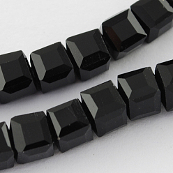 Noir Perles en verre, facette, cube, noir, 2~2.5x2~2.5x2~2.5mm, Trou: 0.5mm, Environ 200 pcs/chapelet, 18.1 pouce