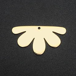 Golden 201 Stainless Steel Pendants, Laser Cut, Flower, Golden, 18x33x1mm, Hole: 1.6mm