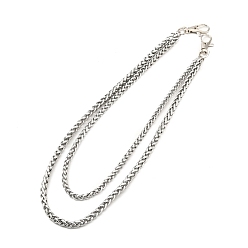 Stainless Steel Color 304 Stainless Steel Double Layer Wheat Chains for Jeans Pants, Wallet Keychains, Punk Chain Belts Hipster Accessories for Men Women, Stainless Steel Color, 22-7/8 inch(58cm)