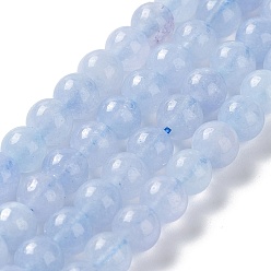 Cornflower Blue Dyed Natural Malaysia Jade Beads Strands, Round, Cornflower Blue, 6mm, Hole: 1mm, about 31pcs/strand, 7.48 inch(19cm)