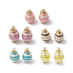 Mixed Color Rack Plating Brass Enamel Pendants, with Cubic Zirconia, Oval Charm, with Jump Ring, Long-Lasting Plated, Real 18K Gold Plated, Mixed Color, 21x13mm, Jump Ring: 6x1mm, inner diameter: 4mm.