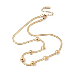 Oro Chapado en iones (ip) 304 collar con colgante de cuentas semicirculares de acero inoxidable con cadenas en espiga para mujer, dorado, 16 pulgada (40.5 cm)