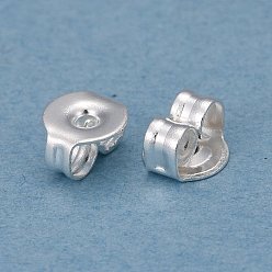 Silver 304 Stainless Steel Ear Nuts, Butterfly Earring Backs for Post Earrings, Flat Round, Silver, 5x4.5x3mm, Hole: 1mm