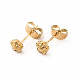 Real 18K Gold Plated 304 Stainless Steel Flower Stud Earrings for Women, Real 18K Gold Plated, 5x5mm, Pin: 0.7mm