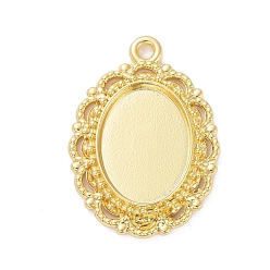 Oro Cabochon ajustes colgante de la aleación, copas de bisel de borde liso, oval, dorado, Bandeja: 18x13 mm, 32x23x4 mm, agujero: 2 mm