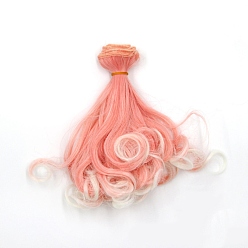 Saumon Clair Cheveux de perruque de poupée de coiffure permanente de poire longue de fibre à haute température, pour bricolage fille bjd making accessoires, saumon clair, 5.91~39.37 pouce (15~100 cm)