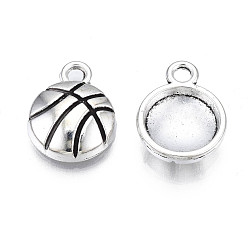 Antique Silver Tibetan Style Alloy Charms, Lead Free & Cadmium Free, Flat Round, Antique Silver, 13.5x10.5x3mm, Hole: 1.8mm, about 640pcs/500g