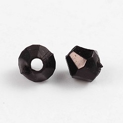 Noir Toupies facettes perles acryliques transparents, teint, noir, 10mm, trou: 1.5 mm, environ 1000 pcs / 500 g