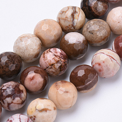 Jaspe Zébré Naturelles zèbre jaspe perles brins, facette, ronde, 8mm, Trou: 1.2mm, Environ 45 pcs/chapelet, 15.3 pouce