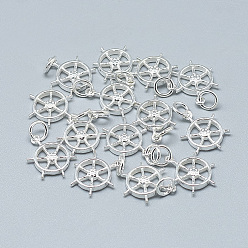 Silver 925 Sterling Silver Pendants, with 925 Stamp, with Jump Ring, Helm, Silver, 16x12x2mm, Hole: 4mm