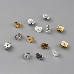 Mixed Color Brass Friction Ear Nuts, Ear Locking Earring Backs for Post Stud Earrings, Mixed Color, 6x4x3.5mm, Hole: 1mm