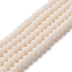 Blanc Antique Chapelets de perles en verre, facette, givré, rondelle, blanc antique, 4mm, Trou: 1mm, Environ 123~127 pcs/chapelet, 16.5~16.9 pouce (42~43 cm)