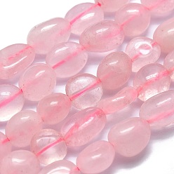 Розовый Кварц Природного розового кварца нитей бисера, упавший камень, самородки, 10~11x7~8x5~6 мм, отверстие : 0.8 мм, около 37 шт / нитка, 15.75 дюйм (40 см)