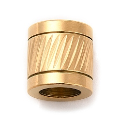 Golden Ion Plating(IP) 304 Stainless Steel Glazed European Beads, Large Hole Beads, Column, Golden, 10x10mm, Hole: 6mm