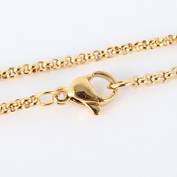 Golden 304 Stainless Steel Cable Necklaces, with Lobster Claw Clasps, Golden, 17.7 inch(44.9cm), 2mm