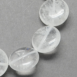 Прозрачный Плоский круглый драгоценный камень натуральный кристалл кварца камень бисер пряди, прозрачные, 12x5 мм, отверстие : 1 мм, около 33 шт / нитка, 15.7 дюйм