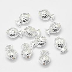 Silver 925 Sterling Silver Beads, Fish, Silver, 9.9x7.3x4.7mm, Hole: 1.2mm