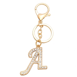 Letter A Alloy Rhinestone Letter Pendant Keychain, for Bag Pendant Accessories, Letter A, 114x38mm