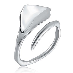 Platinum Rhodium Plated 925 Sterling Silver Triangle Open Cuff Ring for Men Women, Platinum, US Size 9(18.9mm)
