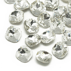 Cristal Diy señaló hacia atrás k 9 cabujones de diamantes de imitación de vidrio, chapado en color aleatorio, facetados, plaza, cristal, 6x6x3 mm