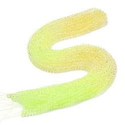 Champagne Yellow Transparent Glass Beads Strands, Segmented Multi-color Beads, Faceted(32 Facets), Round, Champagne Yellow, 4~4.5mm, Hole: 1mm, about 90~95pcs/strand, 13.98''(35.5cm)