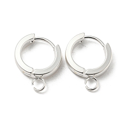 Silver 201 Stainless Steel Huggie Hoop Earrings Findings, with Vertical Loop, with 316 Surgical Stainless Steel Earring Pins, Ring, Silver, 13x3mm, Hole: 2.7mm, Pin: 1mm