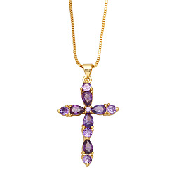 Cross Красочное ожерелье с крестом из циркона в стиле хип-хоп, модный свитер с бриллиантами, цепочка nkb266